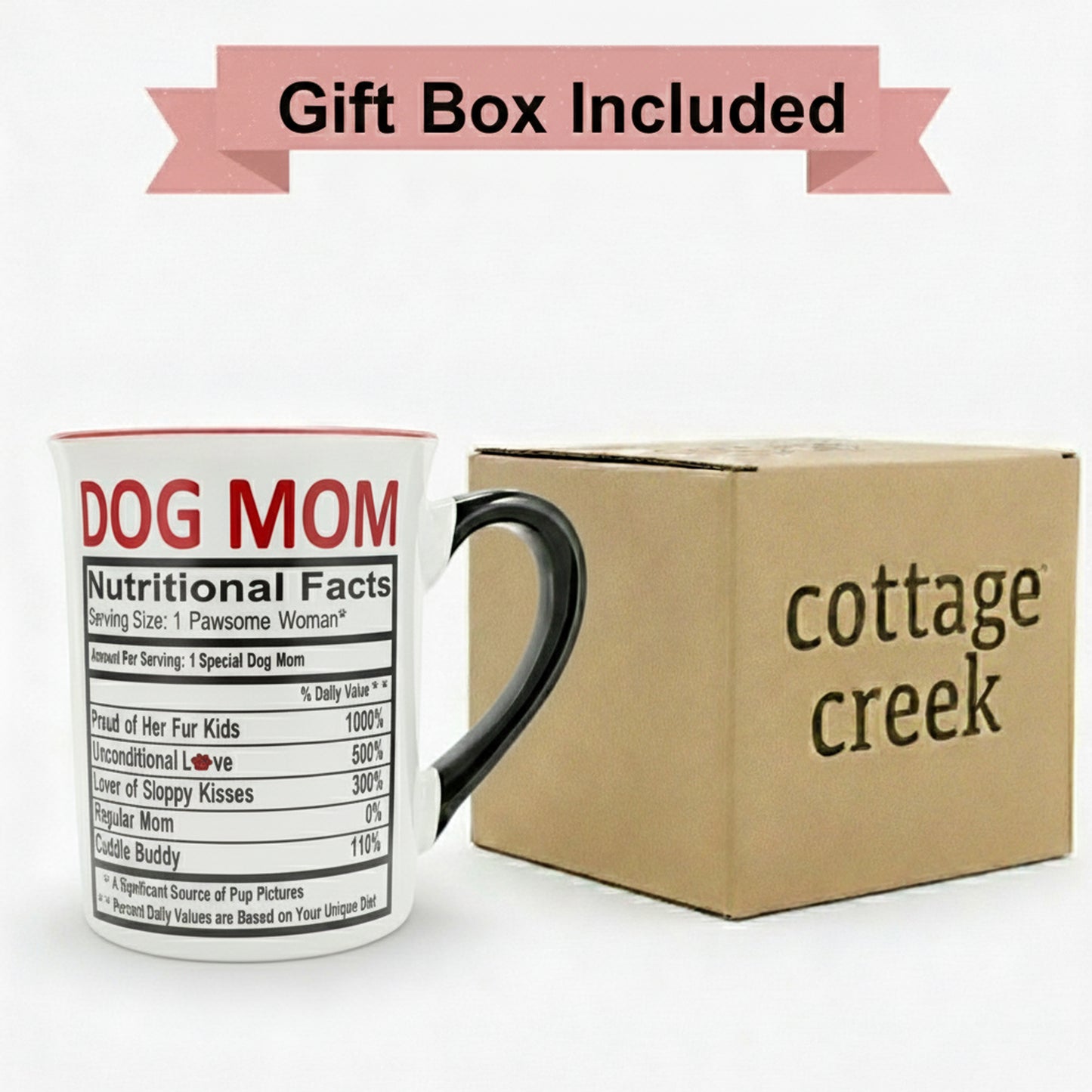 Cottage Creek Coffee Cups | Dog Mom 16oz Ceramic Coffee Mug | Ideal I Love My Dog Gifts for Women, Men | Funny Gifts for Mom, Dad, Girlfriend, Boyfriend