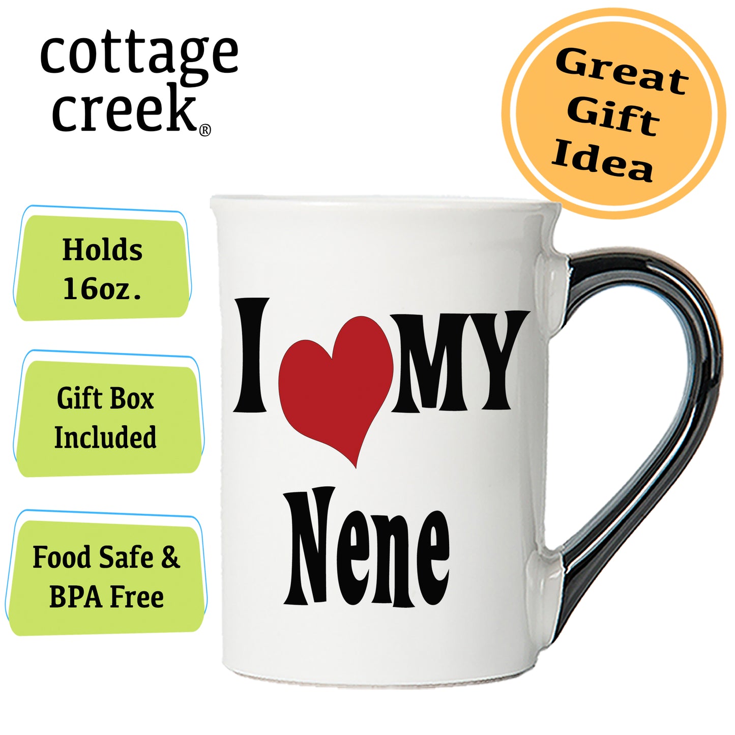 Cottage Creek Nene Mug, Nene Coffee Mug for Nene, 16oz., 6" Multicolored