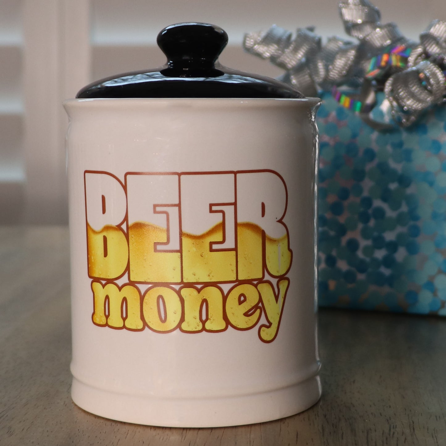 Cottage Creek 6" White Ceramic Beer Money Piggy Bank for Adults with Lid | Decorative Coin Bank & Funny Gifts for Women, Men, Boyfriend, Friends & Loved Ones