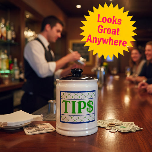 Cottage Creek Jars | Tip Jar for Money | Ceramic Tips Piggy Bank, Donation, Gratitude Tips Jar | Gifts for Women, Men, Musicians, Bartender | Christmas Gift Ideas