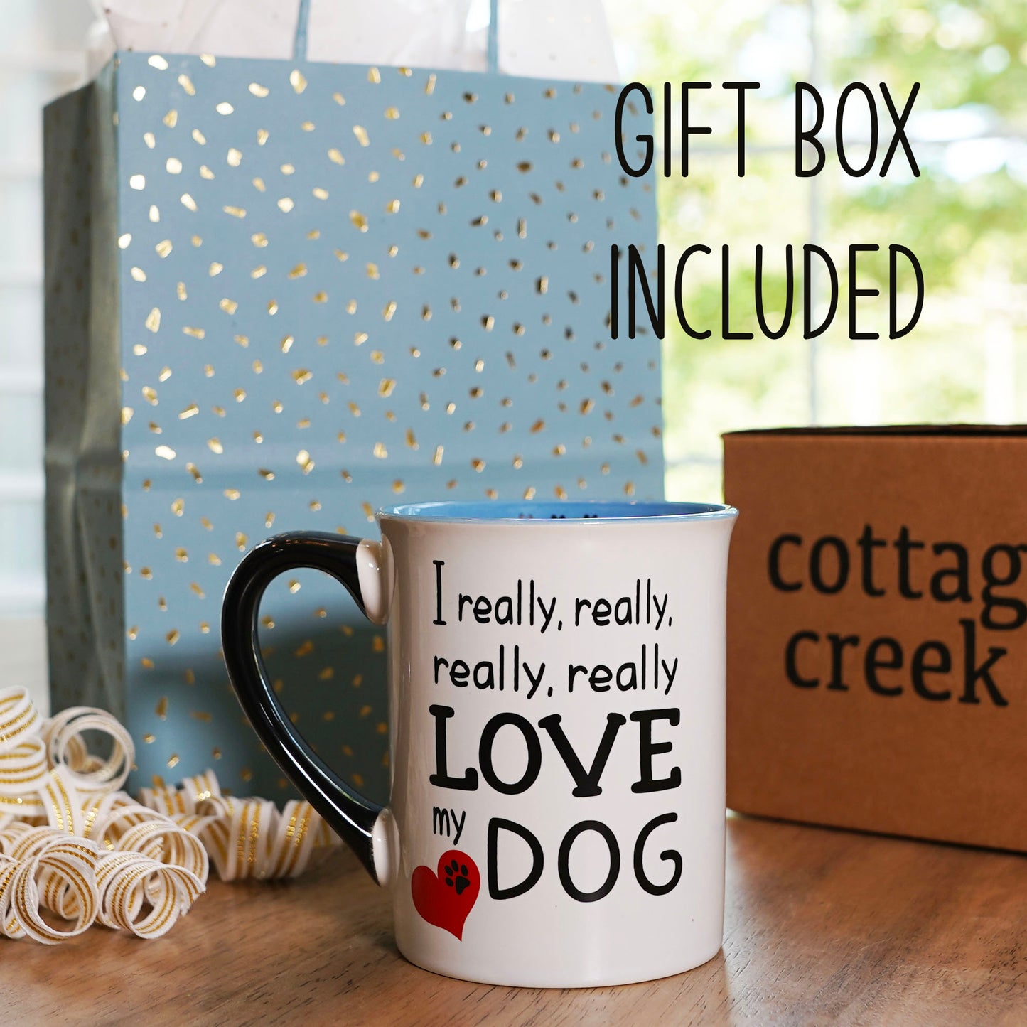 Cottage Creek Coffee Cups | I Really Love My Dog 16oz Ceramic Coffee Mug | Ideal I Love My Dog Gifts for Women, Men | Funny Gifts for Mom, Dad, Girlfriend, Boyfriend