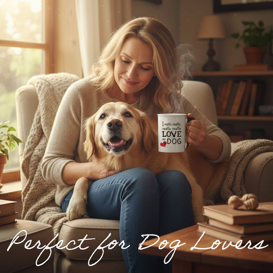 Cottage Creek Coffee Cups | I Really Love My Dog 16oz Ceramic Coffee Mug | Ideal I Love My Dog Gifts for Women, Men | Funny Gifts for Mom, Dad, Girlfriend, Boyfriend