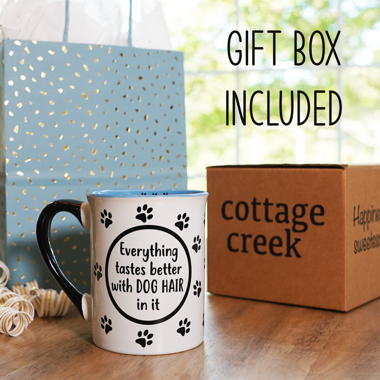 Cottage Creek Coffee Cups | Everything Tastes Better with Dog Hair 16oz Ceramic Coffee Mug | Ideal I Love My Dog Gifts for Women, Men | Funny Gifts for Mom, Dad, Girlfriend, Boyfriend