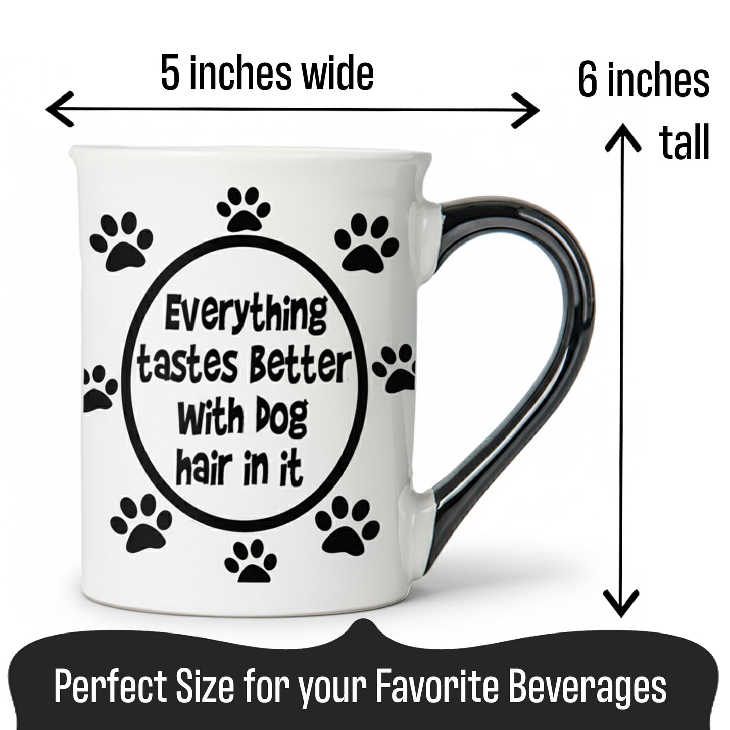 Cottage Creek Coffee Cups | Everything Tastes Better with Dog Hair 16oz Ceramic Coffee Mug | Ideal I Love My Dog Gifts for Women, Men | Funny Gifts for Mom, Dad, Girlfriend, Boyfriend