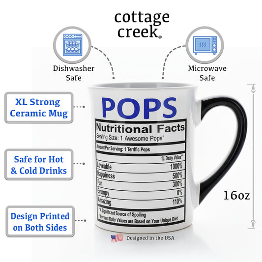 Cottage Creek Pops Mug, Pops Coffee Mug for Pops, 16oz., 6" Multicolored