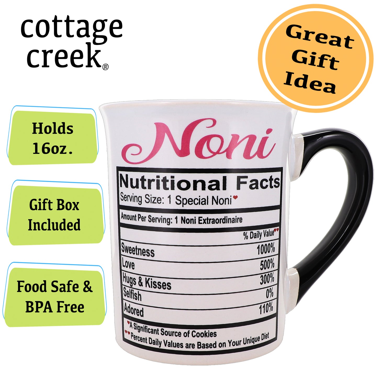 Noni Coffee Mug, Ceramic 16oz. Large Coffee Mug