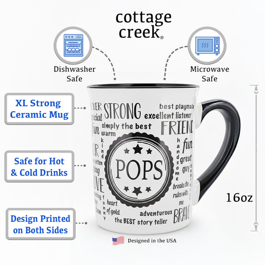 Cottage Creek Pops Mug, Pops Coffee Mug for Pops, 16oz., 6" Multicolored
