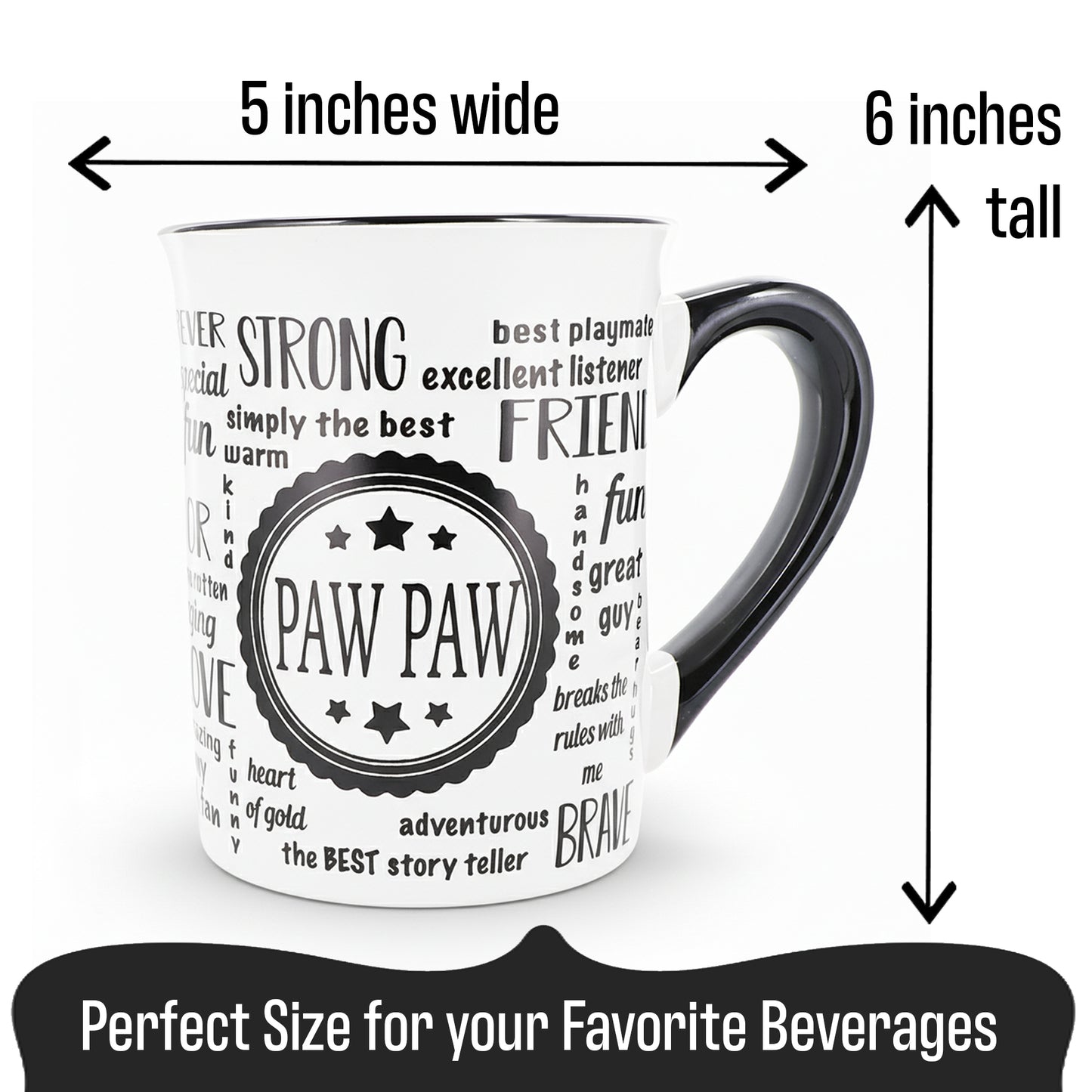 Cottage Creek Coffee Cup |  16oz. Large Ceramic Paw Paw Coffee Mug | Ideal Gift for Grandpa, Papa, and Dad for Father's Day, Birthday, or Christmas | Pawpaw Mug