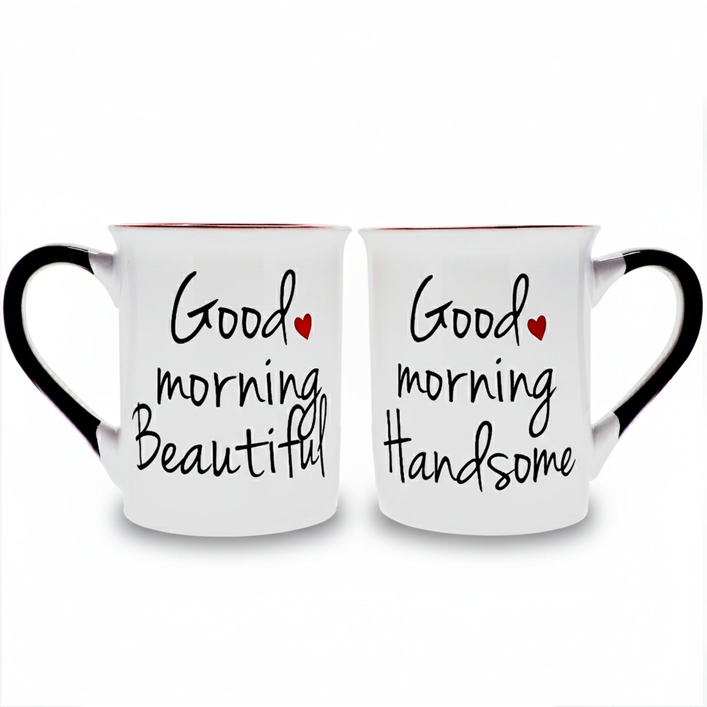 Cottage Creek Good Morning Beautiful and Good Morning Handsome Coffee Mugs, Set of Two Ceramic, Multicolored, 6" Couples Mugs