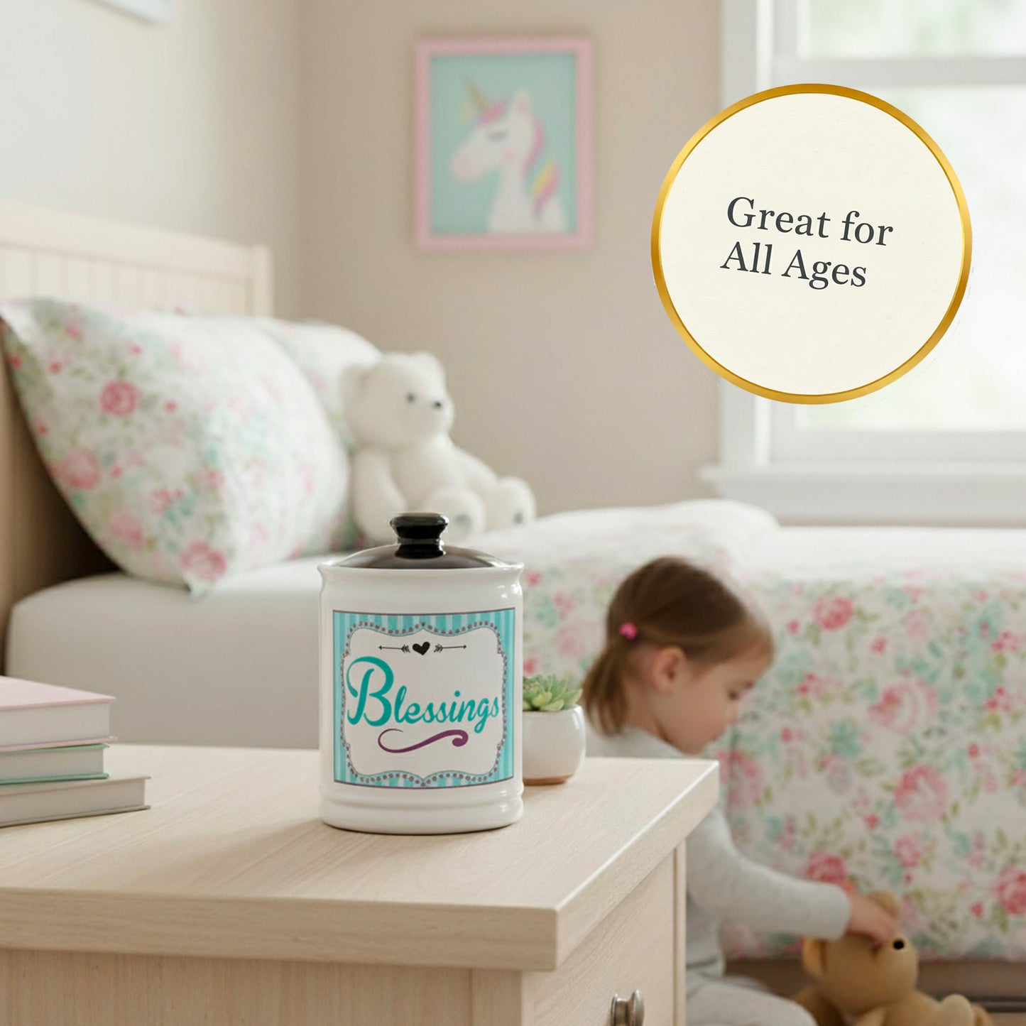 Cottage Creek Jars | Ceramic Blessings Jar, Gratitude Jar for Home Decor | Storage Container, Piggy Bank & Keepsake Box for Prayer Cards | Stocking Stuffers, Christmas Gifts for Women, Men, Friends