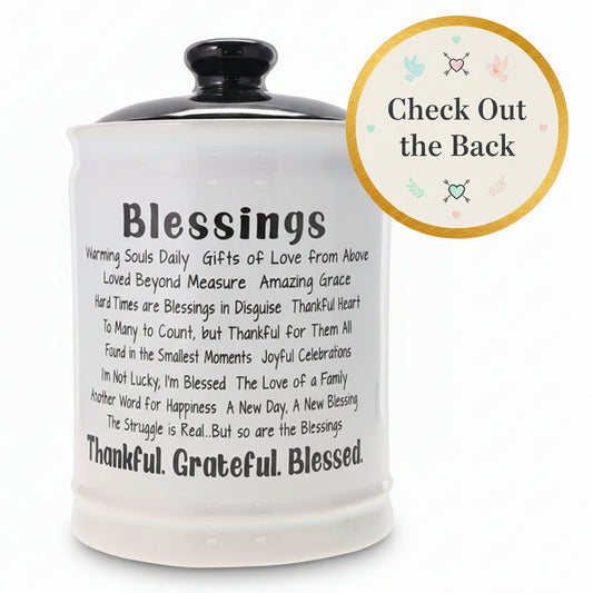 Cottage Creek Jars | Ceramic Blessings Jar, Gratitude Jar for Home Decor | Storage Container, Piggy Bank & Keepsake Box for Prayer Cards | Stocking Stuffers, Christmas Gifts for Women, Men, Friends