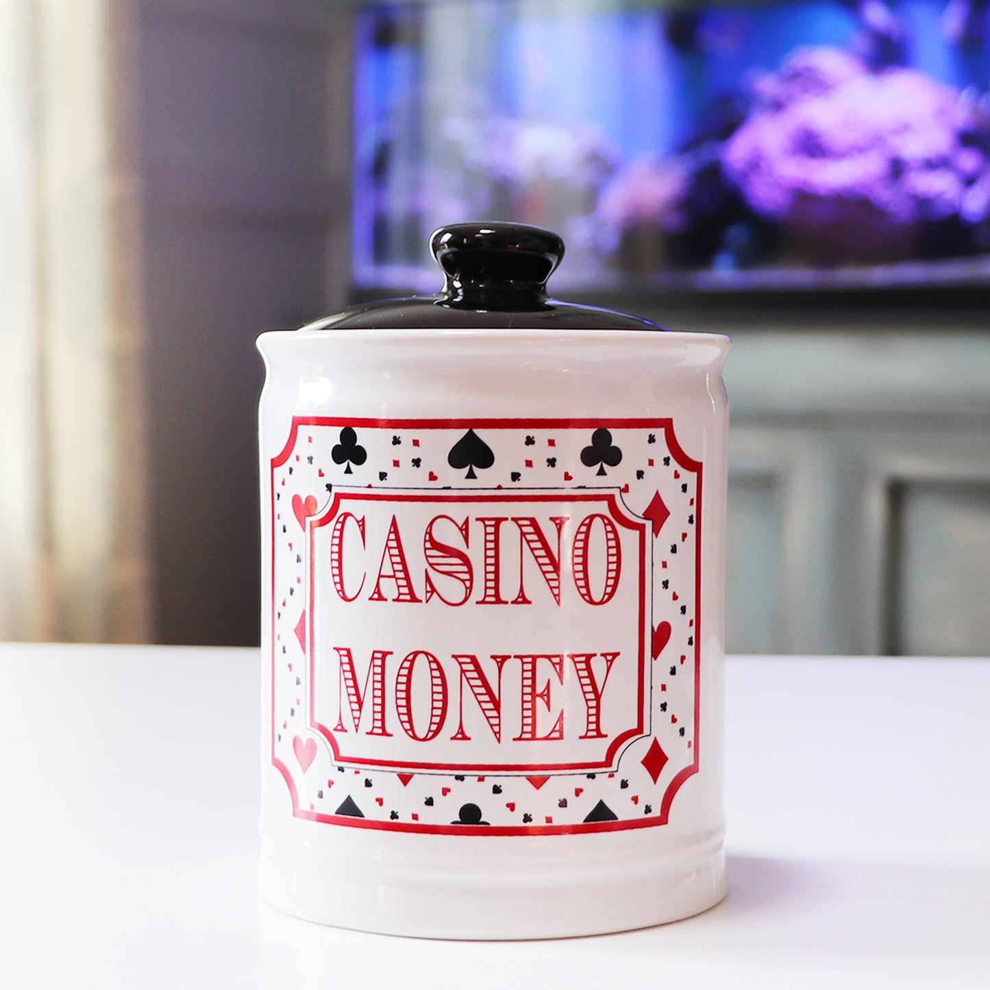 Cottage Creek Casino Money Jar - Premium Ceramic Slot Machine Piggy Bank | Handcrafted & Durable Money Jar for Gambling Fund, Vegas Themed Party Decor, and Fun Casino Gifts for Men & Women