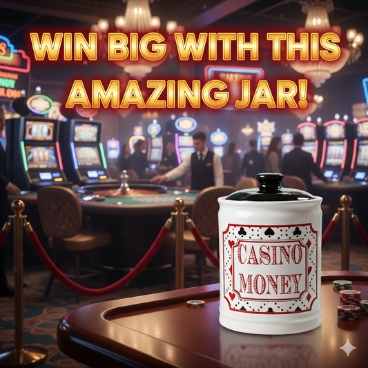 Cottage Creek Casino Money Jar - Premium Ceramic Slot Machine Piggy Bank | Handcrafted & Durable Money Jar for Gambling Fund, Vegas Themed Party Decor, and Fun Casino Gifts for Men & Women