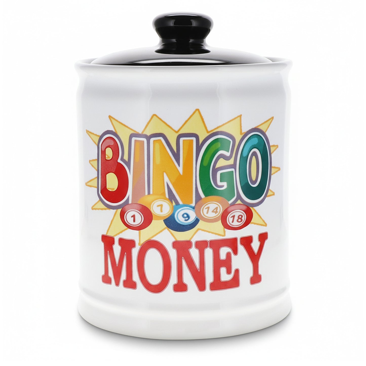 Cottage Creek Bingo Money Jar for Adults – 6" Ceramic Piggy Bank & Funny Coin Jar for Bingo Lovers, White Elephant Gifts, and Home Décor – Durable, Fun & Perfectly Gift-Boxed for Men & Women