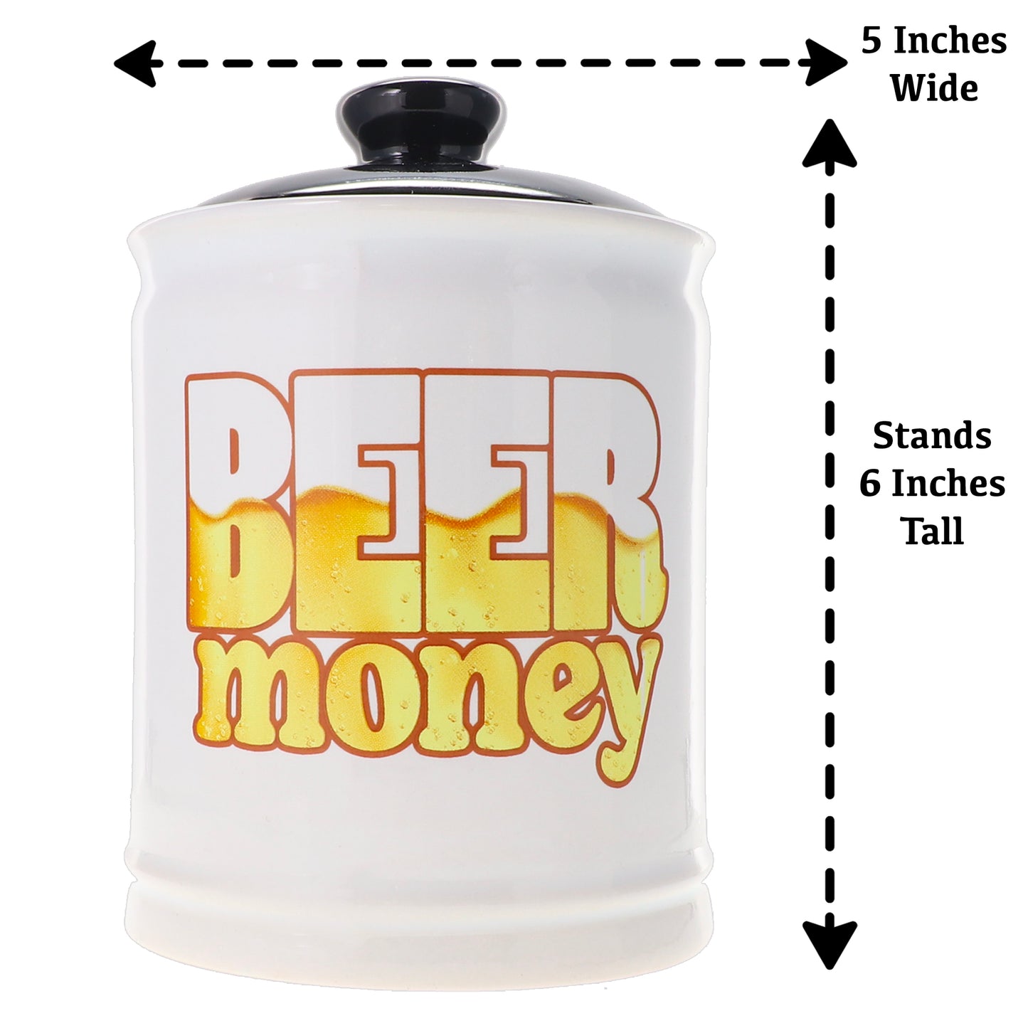 Cottage Creek 6" White Ceramic Beer Money Piggy Bank for Adults with Lid | Decorative Coin Bank & Funny Gifts for Women, Men, Boyfriend, Friends & Loved Ones