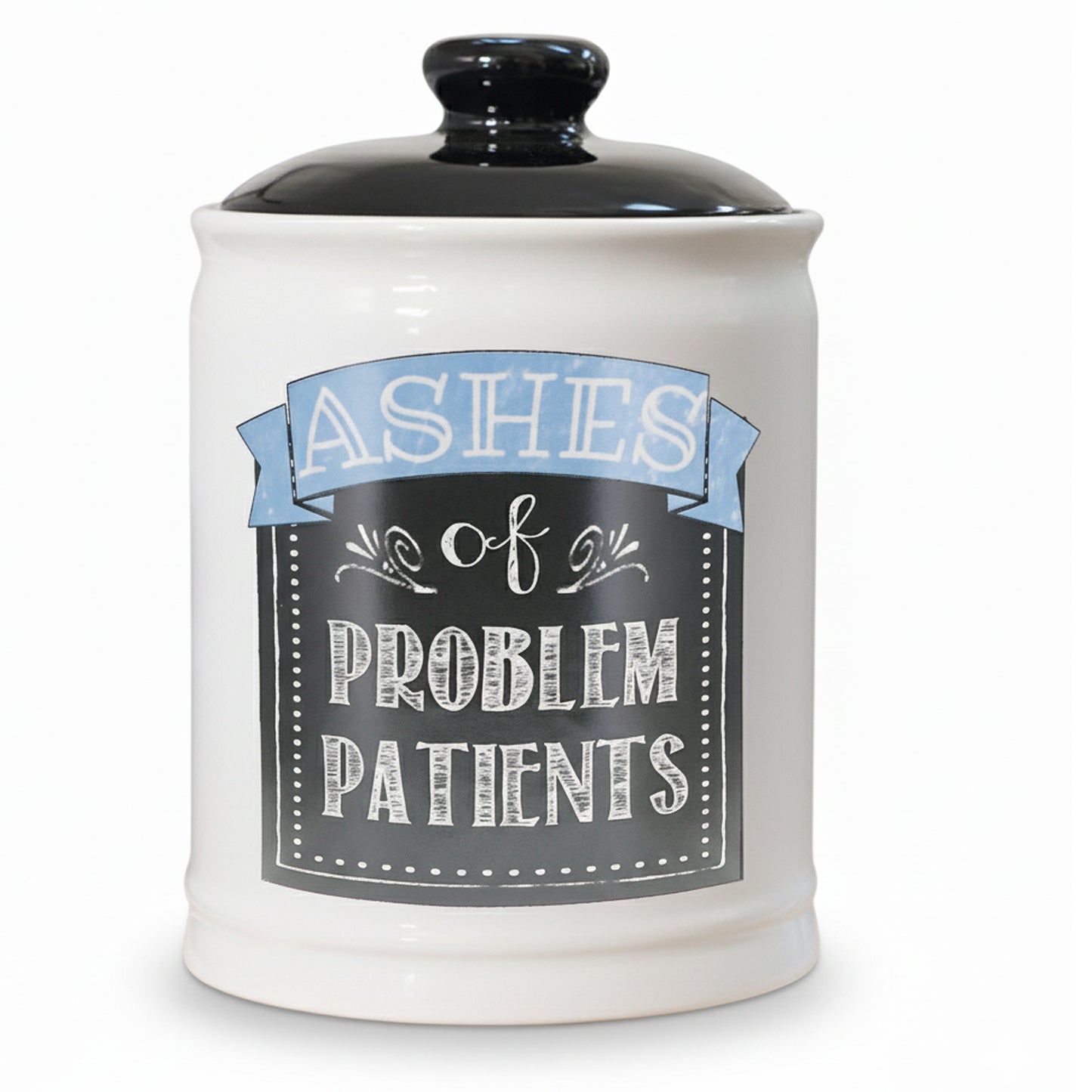 Cottage Creek 'Ashes of Problem Patients' Funny Ceramic Jar for Doctors, Nurses, and Medical Staff | Unique Gag Gift, Stocking Stuffers, Office Desk Decor & Humorous Home Accessory