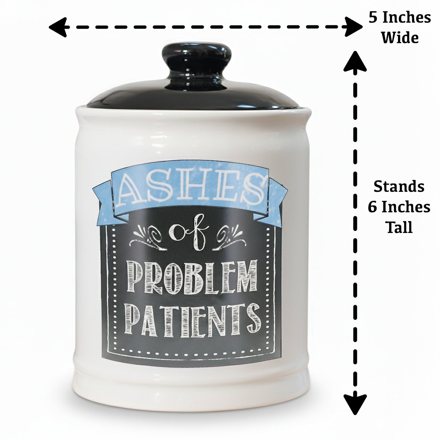 Cottage Creek 'Ashes of Problem Patients' Funny Ceramic Jar for Doctors, Nurses, and Medical Staff | Unique Gag Gift, Stocking Stuffers, Office Desk Decor & Humorous Home Accessory
