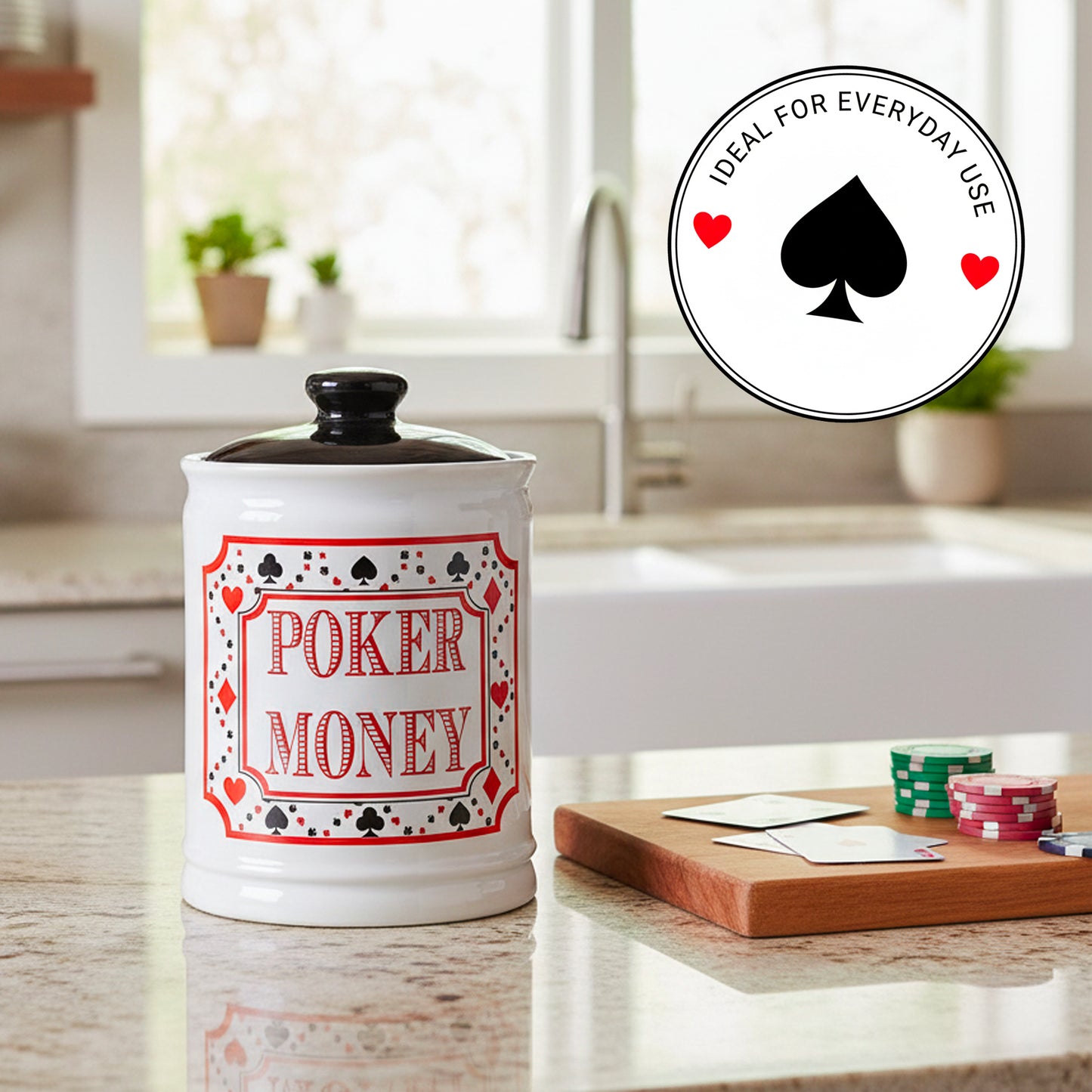 Cottage Creek Jars | Poker Money Piggy Bank, Ceramic Slot Machine Coin Bank Casino Money Jar | Christmas Gifts for Women, Men, Friends | Gambling Gift Ideas for Poker Players and Casino Lovers