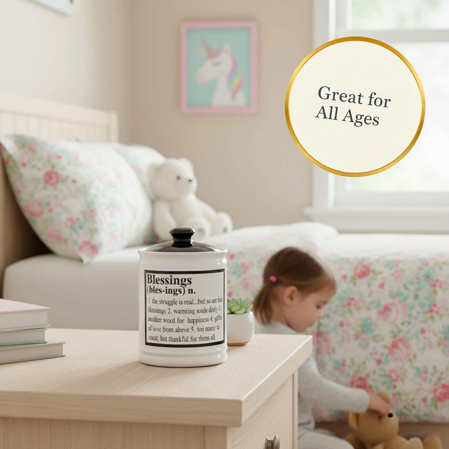 Cottage Creek Jars | Ceramic Blessings Jar, Gratitude Jar for Home Decor | Storage Container, Piggy Bank & Keepsake Box for Prayer Cards | Stocking Stuffers, Christmas Gifts for Women, Men, Friends