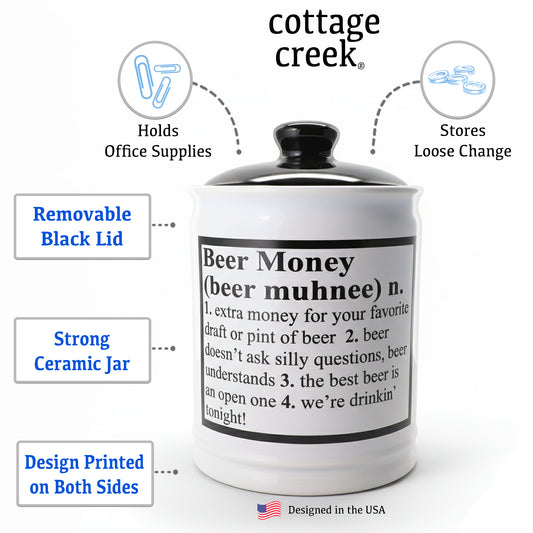 Cottage Creek Beer Fund Piggy Bank for Adults | Decorative 6" Ceramic Money Jar & Savings Jar - Fun & Unique Gifts for Men, Dad, Husband, Boyfriend, & Friends