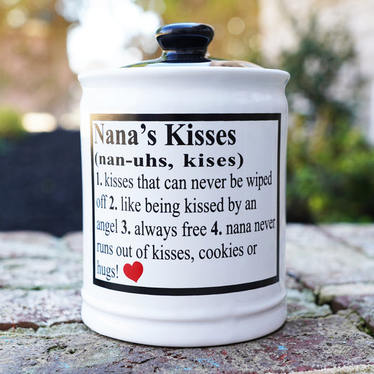 Nana's Kisses Jar, Ceramic, Multicolored, 6" Candy Jar for Nana