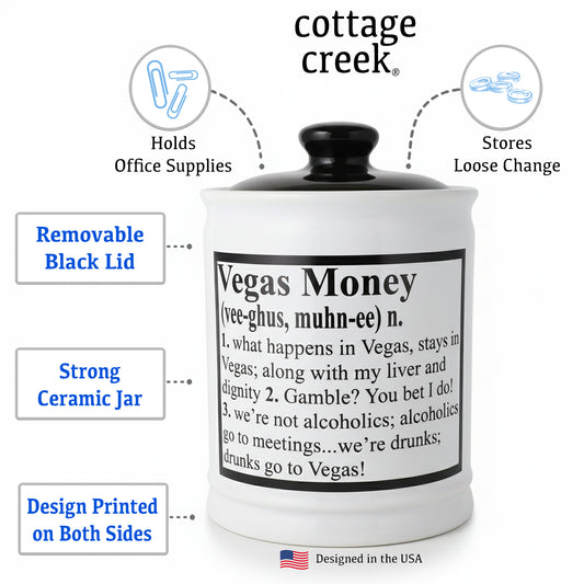 Cottage Creek Vegas Money Casino Money Jar | Definition Las Vegas Casino Piggy Bank | Fun Home Decor Slot Machine Gifts for Men and Women | Ideal Birthday, White Elephant, and Christmas Gift for Las Vegas Lovers