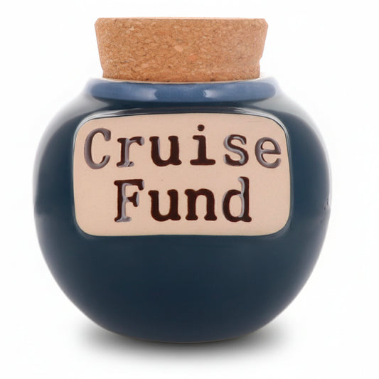 Cottage Creek Jars | Cruise Fund Piggy Bank for Adults, Travel Essentials Vacation Money Jar | Birthday Gifts for Women, Men, Couples | Ceramic Travel Fund Bank, 6-Inch Cruise Essentials Jar