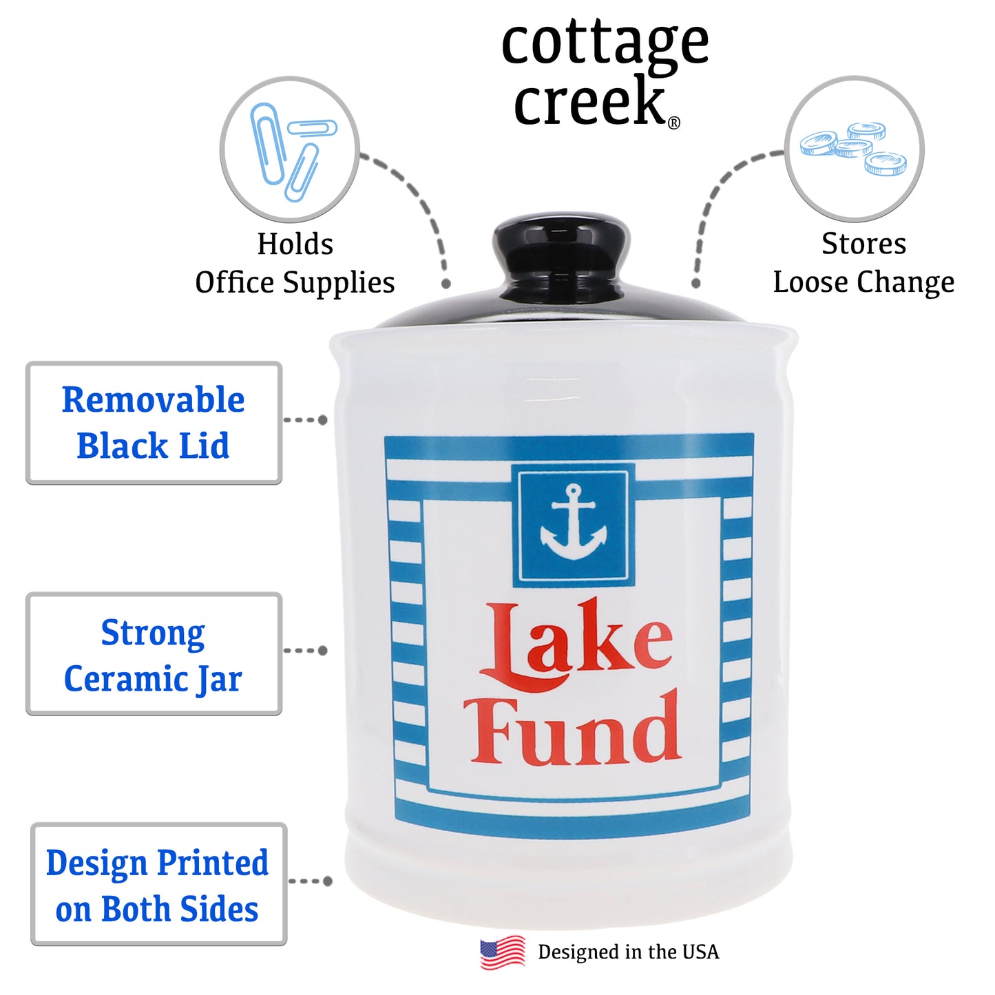 Lake Fund Piggy Bank, Lake Life Adventure Candy Jar