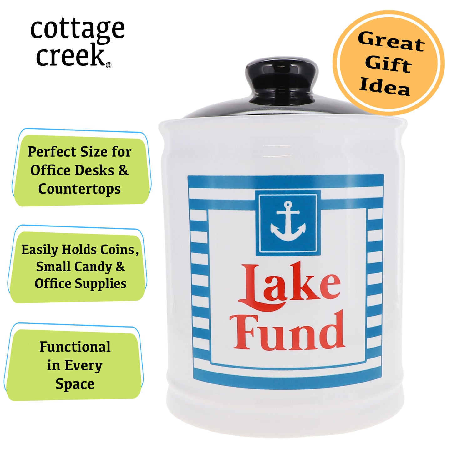 Lake Fund Piggy Bank, Lake Life Adventure Candy Jar