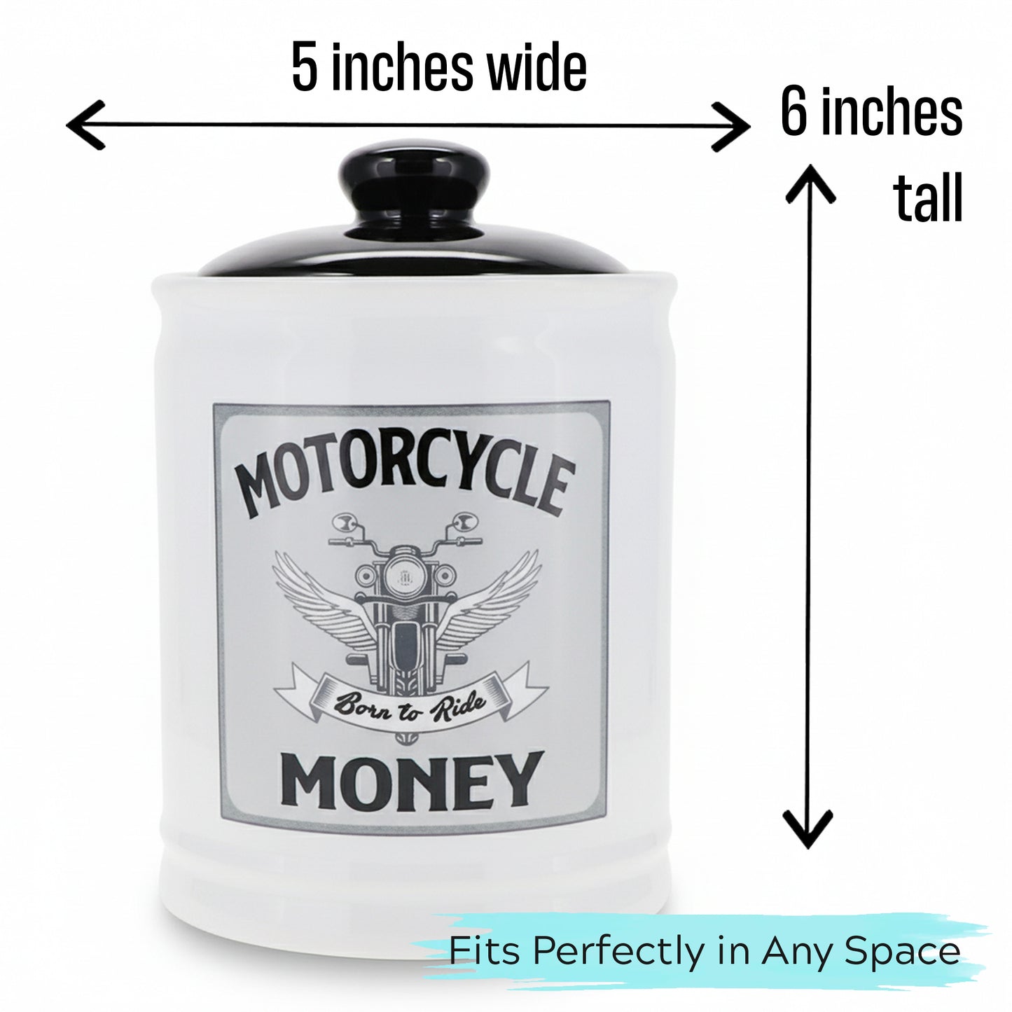 Cottage Creek Jars | Motorcycle Money Ceramic Bank, Motorcycle Piggy Bank for Men - Unique Car Accessories & Birthday Gifts for Women, Men | Home Decor Coin Jar, Candy Jar | Biker Gifts