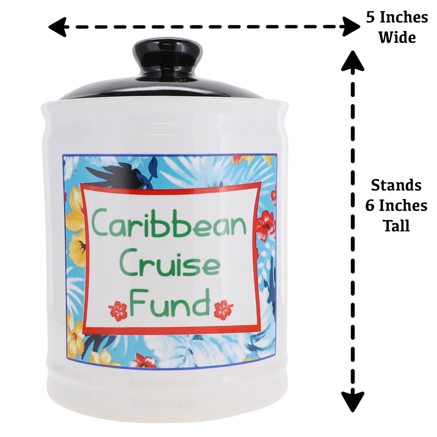Caribbean Cruise Fund Piggy Bank, Cruise Essentials Candy Jar
