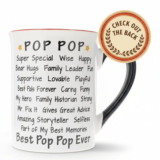 Cottage Creek Coffee Cup | 16oz I Love My Pop Pop Ceramic Coffee Mug | Extra Large Mens Mug for Home Decor, Kitchen & Desk | Fathers Day & Christmas Gifts for Men, Grandpa, Dad, Papaw, Papa