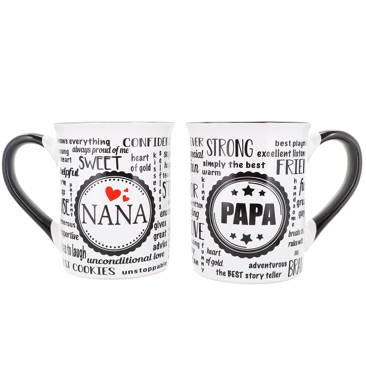 Cottage Creek Nana Papa Set of 2 Ceramic, 16oz, Multicolored, Coffee Mugs