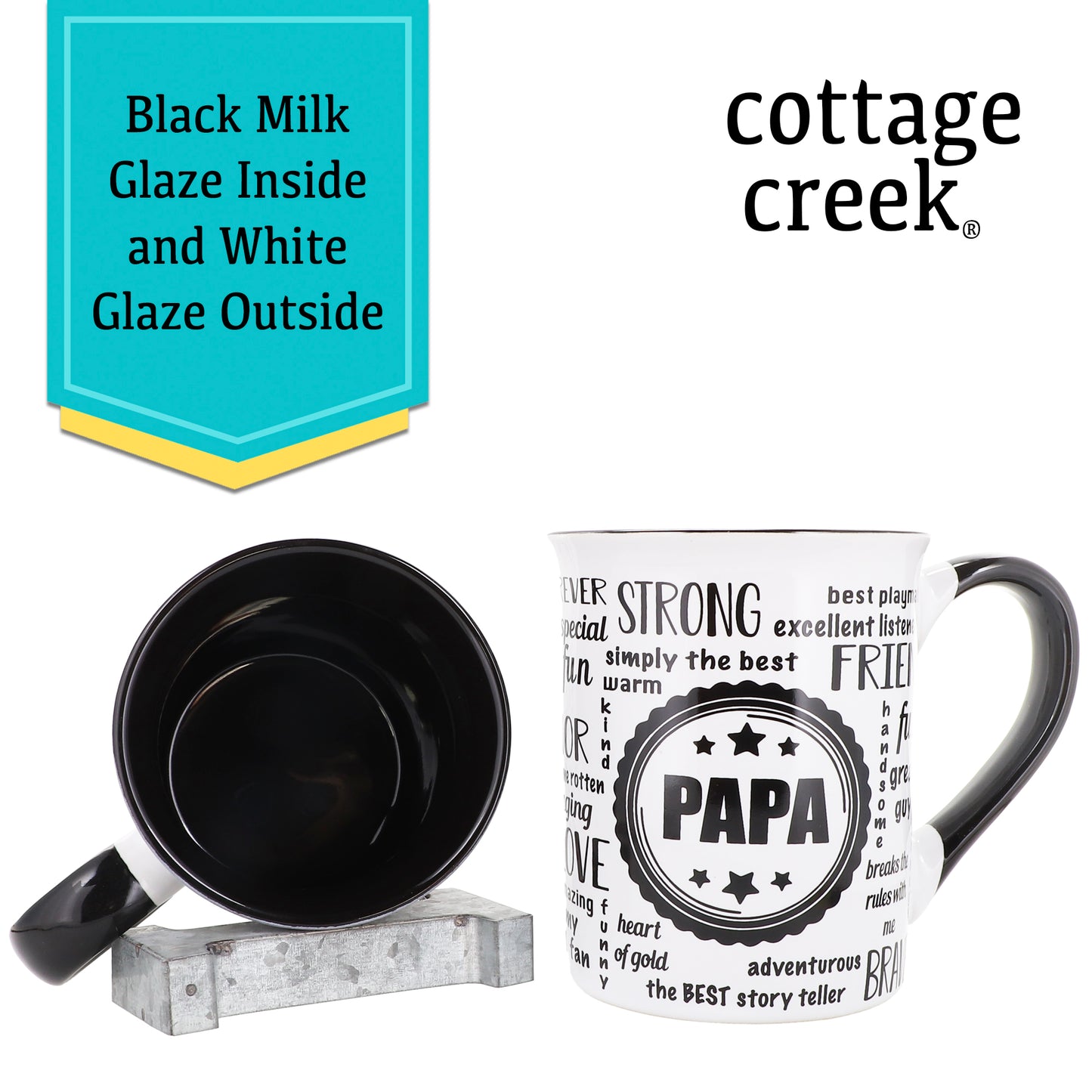 Cottage Creek Nana Papa Set of 2 Ceramic, 16oz, Multicolored, Coffee Mugs