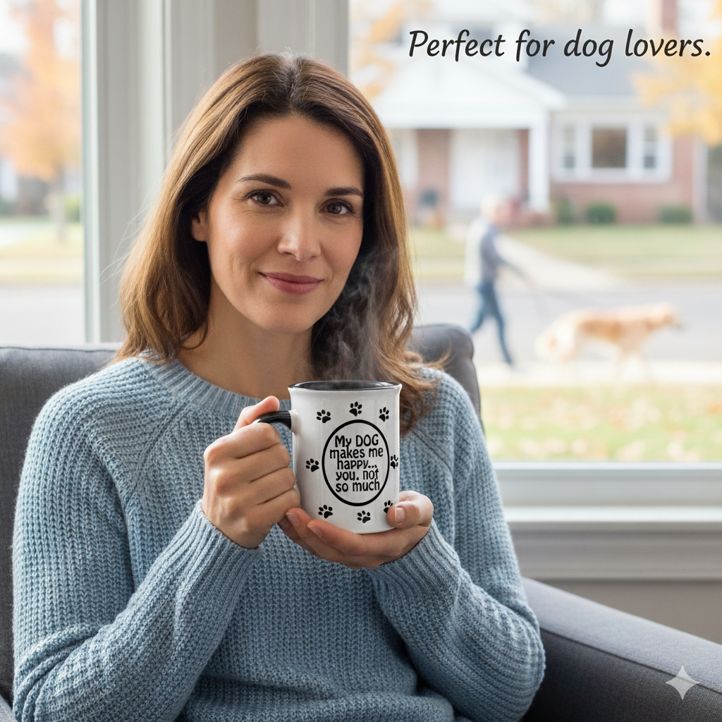 Cottage Creek Coffee Cups | My Dog Makes Me Happy, You Not So Much 16oz Ceramic Coffee Mug | Ideal I Love My Dog Gifts for Women, Men | Funny Gifts for Mom, Dad, Girlfriend, Boyfriend