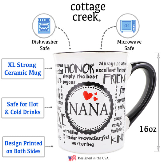 Cottage Creek Nana Mug, Nana Coffee Mug, Ceramic, 16oz., 6" Multicolored