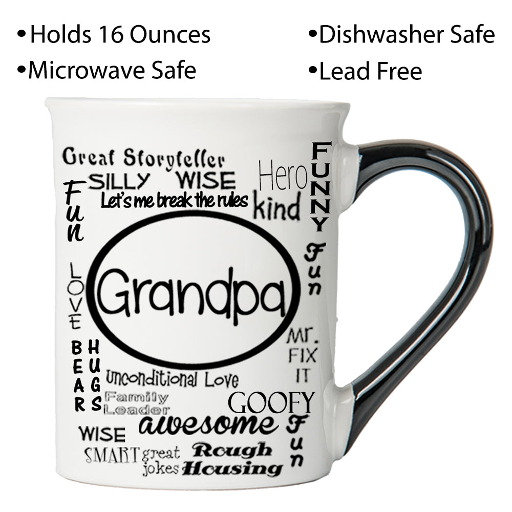 Cottage Creek Grandpa Mug, Ceramic 16oz. Multicolored 6" Grandpa Coffee Mug
