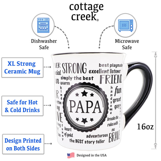 Cottage Creek Papa Mug, Papa Coffee Mug for Papa, 16oz., 6" Multicolored
