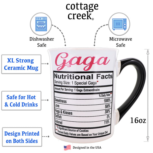 Cottage Creek Gaga Mug, Gaga Coffee Mug for Gaga, 16oz., 6" Multicolored