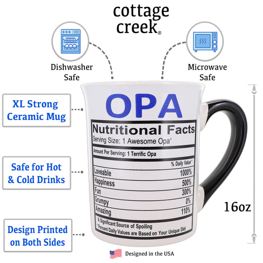 Cottage Creek Opa Mug, Opa Coffee Mug for Opa, 16oz., 6" Multicolored