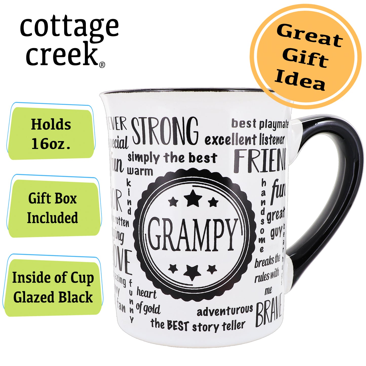 Cottage Creek Grampy Mug, Grampy Coffee Mug for Grampy, 16oz., 6" Multicolored