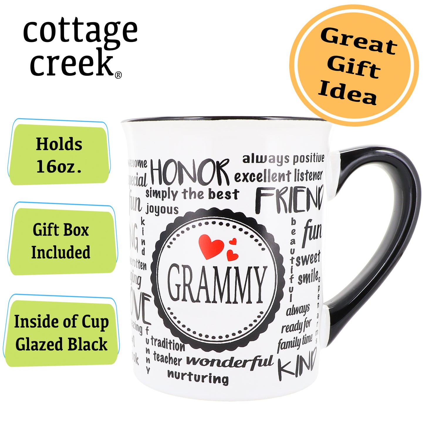 Cottage Creek Grammy Mug, Grammy Coffee Mug, Ceramic, 16oz., 6" Multicolored