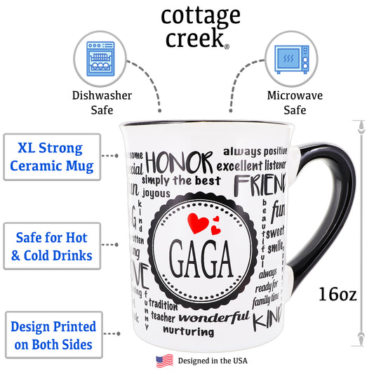 Cottage Creek Gaga Mug, Gaga Coffee Mug for Gaga, 16oz., 6" Multicolored