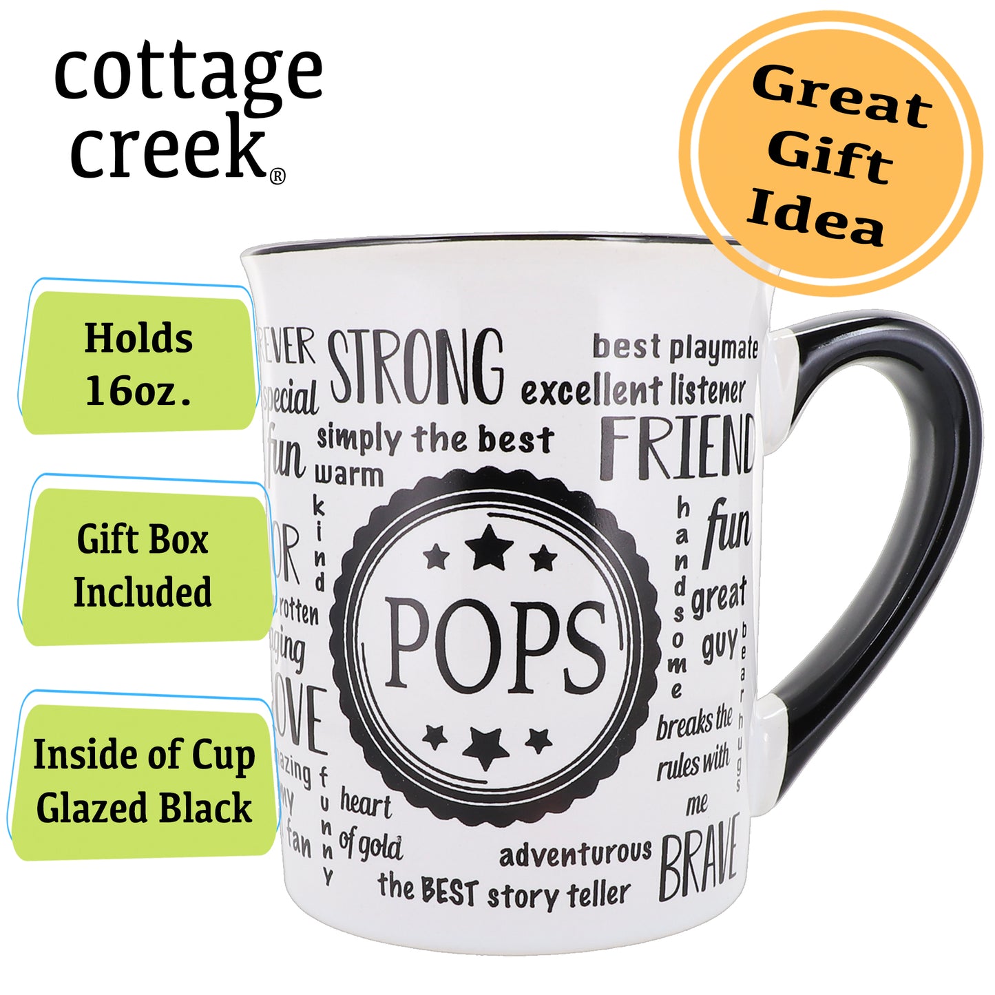 Cottage Creek Pops Mug, Pops Coffee Mug for Pops, 16oz., 6" Multicolored