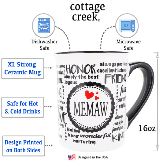 Cottage Creek Memaw Mug, Memaw Coffee Mug, Ceramic, 16oz., 6" Multicolored
