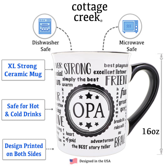 Cottage Creek Opa Mug, Opa Coffee Mug for Opa, 16oz., 6" Multicolored