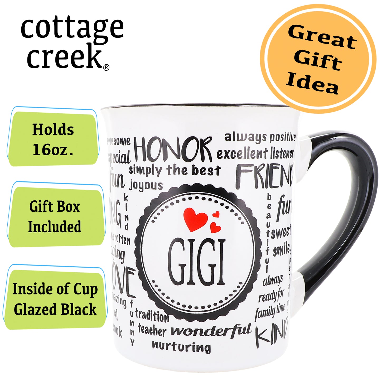 Cottage Creek Gigi Mug, Gigi Coffee Mug, Ceramic, 16oz., 6" Multicolored