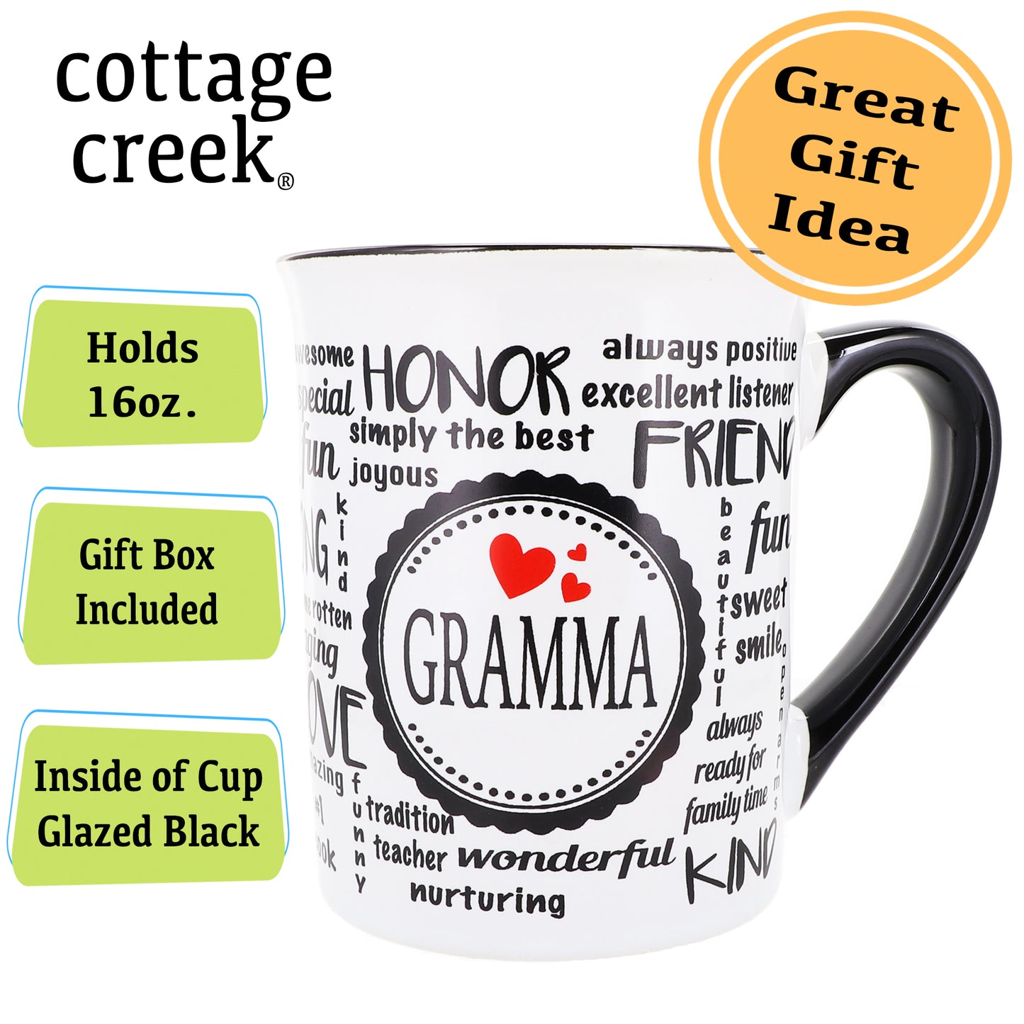 Cottage Creek Gramma Mug, Gramma Coffee Mug for Gramma, 16oz., 6" Multicolored