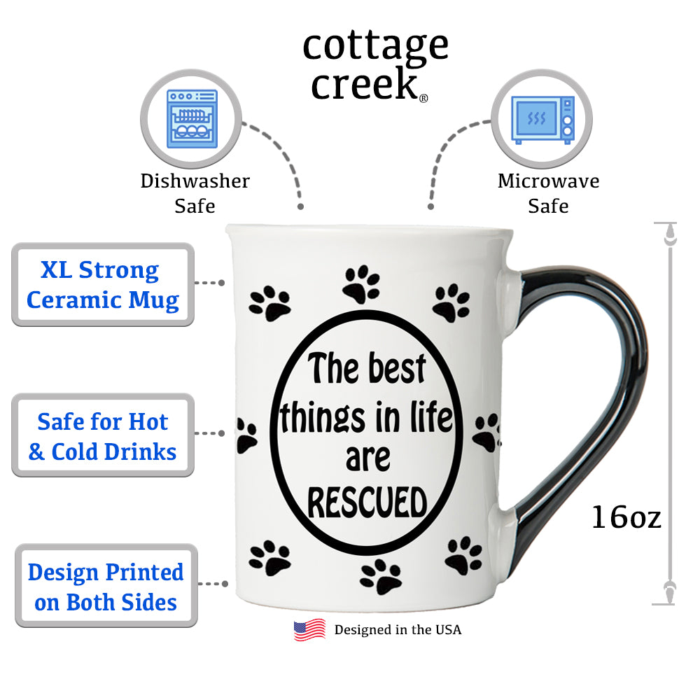 Cottage Creek The Best Things in Life are Rescued Dog Coffee Mug, 16oz., Multicolored