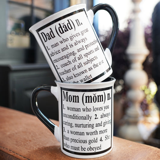 Cottage Creek Mom and Dad Mugs, Set of Two Multicolored, Ceramic, 6" Parent Coffee Mugs